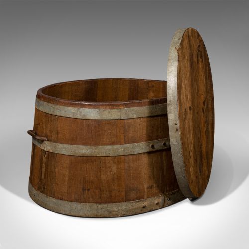 Large Antique Fireside Log Bin, English, Oak, Victorian, C.1850