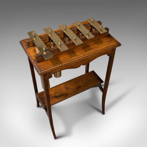 fig 4. Antique Marimbaphone, Brass, Oak, Glockenspiel, Musical Instrument, Edwardian