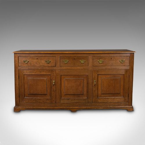 fig 1. Antique Dresser Base, English, Oak, Side Cabinet, Georgian Revival, Victorian