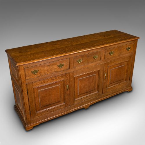 fig 5. Antique Dresser Base, English, Oak, Side Cabinet, Georgian Revival, Victorian