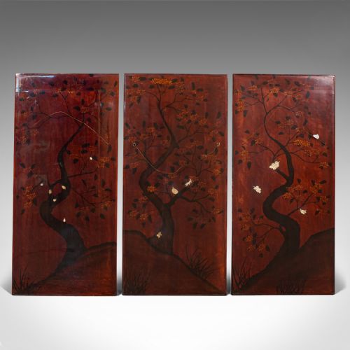 fig 2. Trio Of Antique Shibayama Panels, Japanese Decorative Screen, Meiji Period, 1900