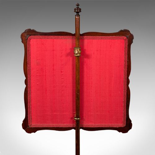 ANTIQUE FIRESIDE POLE SCREEN ENGLISH NEEDLEPOINT TAPESTRY ADJUSTABLE REGENCY - ADDITIONAL PHOTO 8