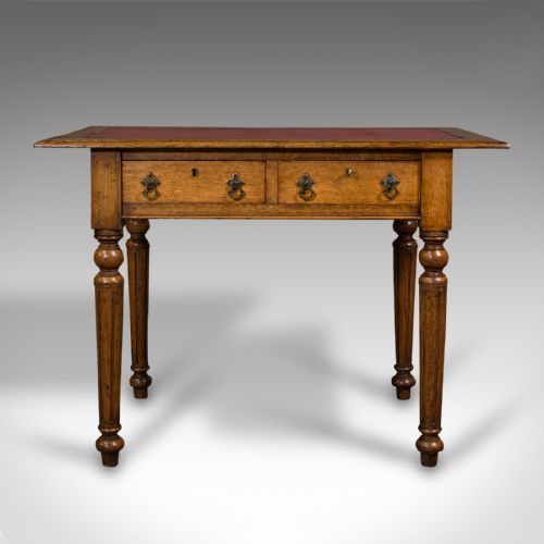 fig 1. Small Antique Writing Desk, Scottish Oak, Aesthetic Period