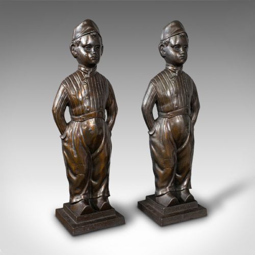 Pair of Antique Fireside Boys, English, Cast Iron, Fireplace Companion, Tools