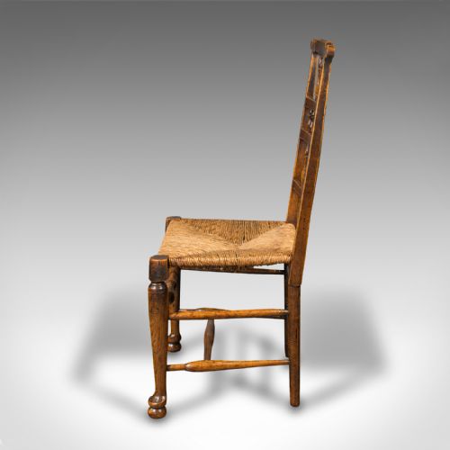 fig 5. Pair Of Antique Spindleback Rush Chairs, English, Hall, Lancashire, Victorian
