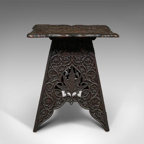 ANTIQUE TEA TABLE MIDDLE EASTERN SIDE WINE LAMP STAND VICTORIAN CIRCA 1900 - ADDITIONAL PHOTO 1