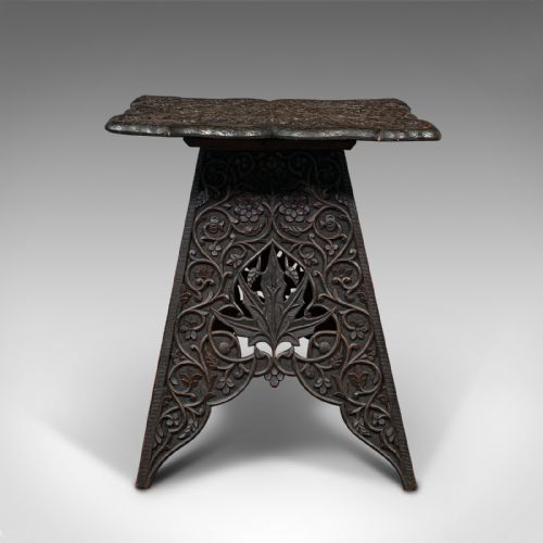 ANTIQUE TEA TABLE MIDDLE EASTERN SIDE WINE LAMP STAND VICTORIAN CIRCA 1900 - ADDITIONAL PHOTO 2