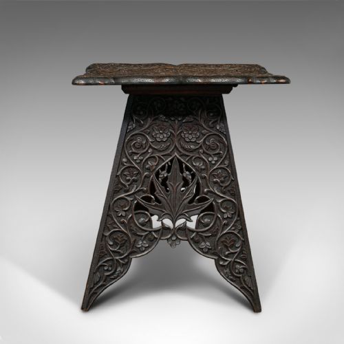 ANTIQUE TEA TABLE MIDDLE EASTERN SIDE WINE LAMP STAND VICTORIAN CIRCA 1900 - ADDITIONAL PHOTO 4