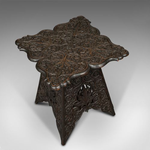 ANTIQUE TEA TABLE MIDDLE EASTERN SIDE WINE LAMP STAND VICTORIAN CIRCA 1900 - ADDITIONAL PHOTO 5