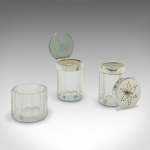 CASED ANTIQUE CRUETS ENGLISH SILVER PLATE CONDIMENT STANDS EDWARDIAN C1910 - ADDITIONAL PHOTO 1