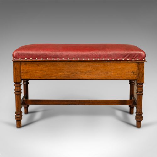 fig 2. Antique Duet Music Stool, English, Piano Bench, Window Seat, Victorian, C.1880