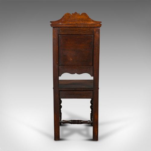 fig 5. Pair Of Antique Carved Hall Chairs, English Oak, Gothic Revival, Side, Victorian