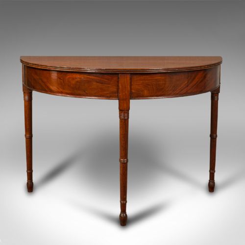 fig 2. Pair Of Antique Demi Lune Side Tables, English, Drum, Console, Georgian, C.1800