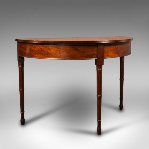 fig 4. Pair Of Antique Demi Lune Side Tables, English, Drum, Console, Georgian, C.1800