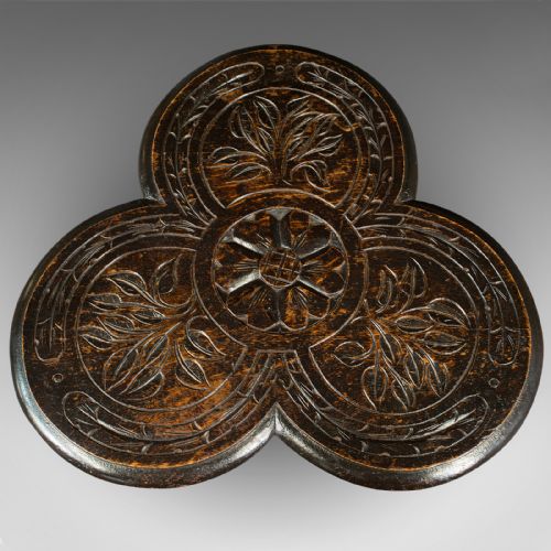 fig 4. Antique Trefoil Side Table, Scottish, Oak, Wine, Aesthetic Period, Victorian