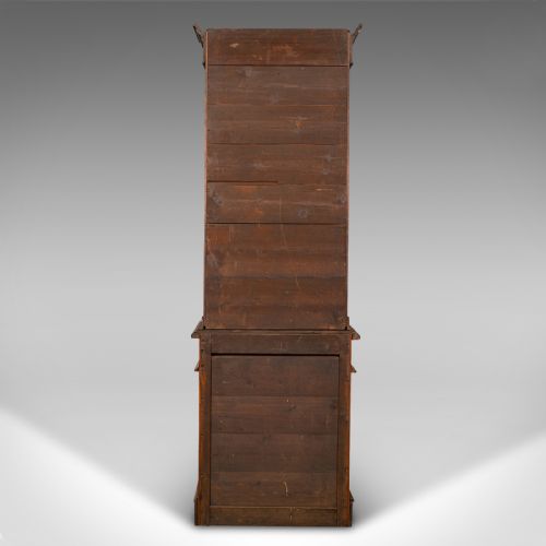 fig 1. Tall Antique Bookcase Cabinet, English, Slim Display Case, Victorian, Circa 1860