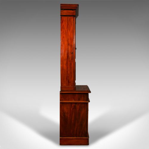 fig 2. Tall Antique Bookcase Cabinet, English, Slim Display Case, Victorian, Circa 1860