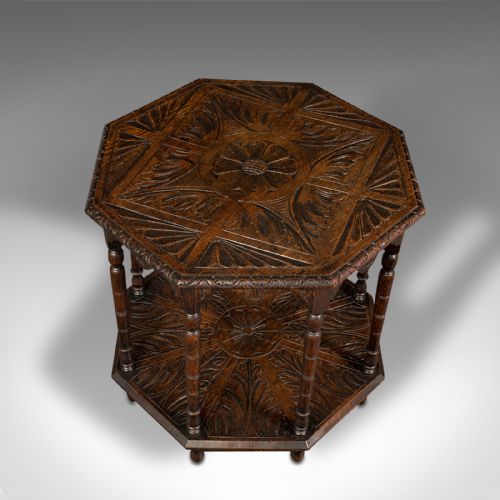 fig 4. Antique Octagonal Table, Scottish, Oak, Occasional, Aesthetic Period, Victorian