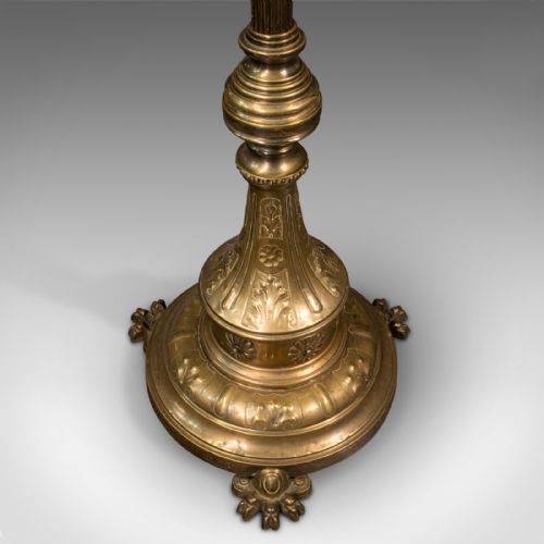 fig 4. Antique Drawing Room Lamp, English, Brass, Adjustable, Standard, Victorian, 1900