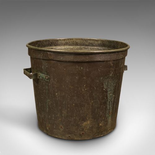 Large Antique Planter, English, Copper, Log Bucket, Fireside, Victorian, C.1850