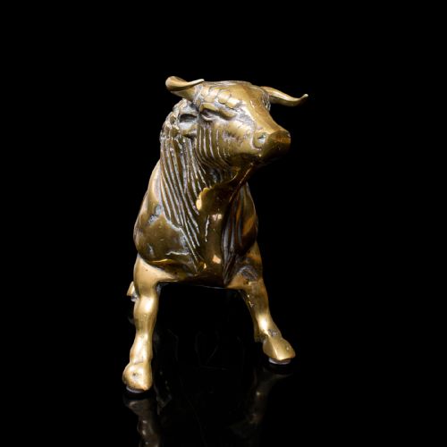 fig 2. Antique Fighting Bull Figure, Italian, Heavy, Brass, Ornament, Statue, Victorian