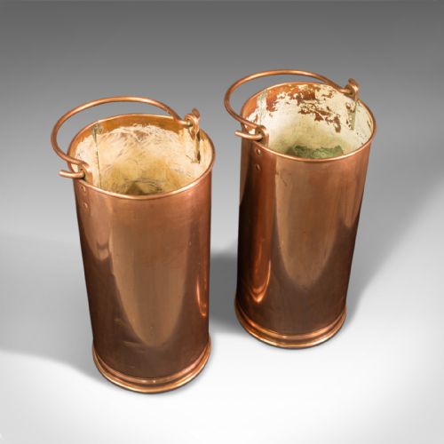PAIR OF ANTIQUE HALL STICK STANDS ENGLISH COPPER UMBRELLA BUCKET VICTORIAN - ADDITIONAL PHOTO 6