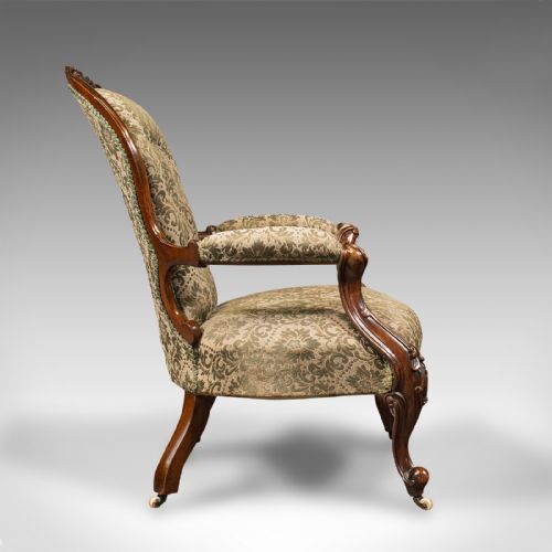 ANTIQUE SALON CHAIR ENGLISH WALNUT ARMCHAIR EARLY VICTORIAN CIRCA 1840 - ADDITIONAL PHOTO 3