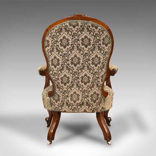 ANTIQUE SALON CHAIR ENGLISH WALNUT ARMCHAIR EARLY VICTORIAN CIRCA 1840 - ADDITIONAL PHOTO 4