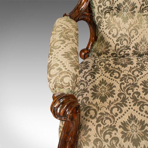 ANTIQUE SALON CHAIR ENGLISH WALNUT ARMCHAIR EARLY VICTORIAN CIRCA 1840 - ADDITIONAL PHOTO 9