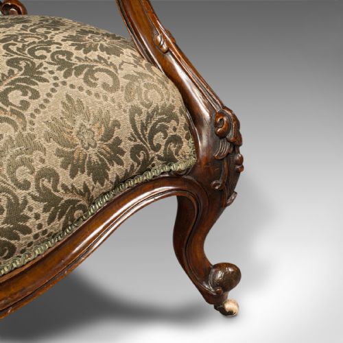 ANTIQUE SALON CHAIR ENGLISH WALNUT ARMCHAIR EARLY VICTORIAN CIRCA 1840 - ADDITIONAL PHOTO 10