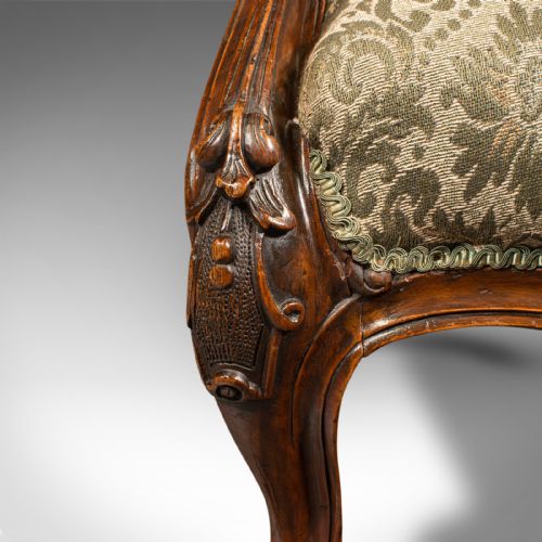 ANTIQUE SALON CHAIR ENGLISH WALNUT ARMCHAIR EARLY VICTORIAN CIRCA 1840 - ADDITIONAL PHOTO 11
