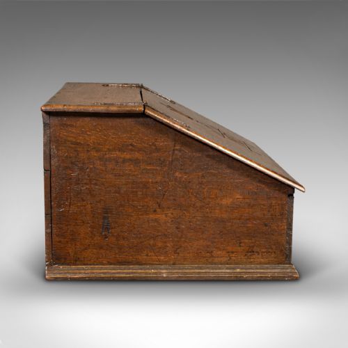fig 3. Antique Verger's Desk Box, English, Oak, Ecclesiastic, Bible Case, William III