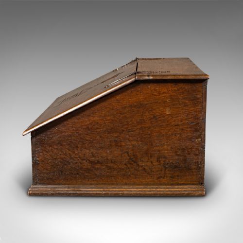 fig 4. Antique Verger's Desk Box, English, Oak, Ecclesiastic, Bible Case, William III