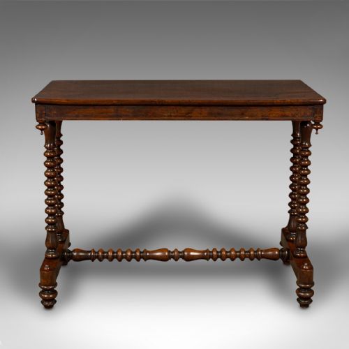 fig 1. Antique Stretcher Table, English, Side, Bobbin Turned, Gothic, Victorian, C.1850