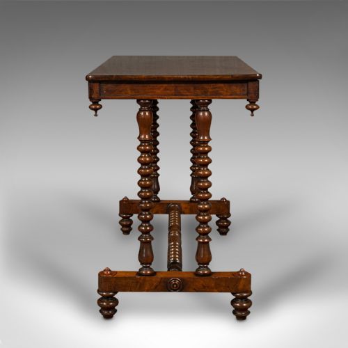 fig 2. Antique Stretcher Table, English, Side, Bobbin Turned, Gothic, Victorian, C.1850