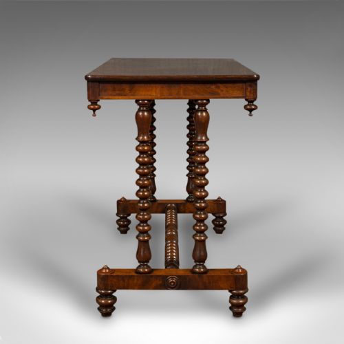 fig 3. Antique Stretcher Table, English, Side, Bobbin Turned, Gothic, Victorian, C.1850
