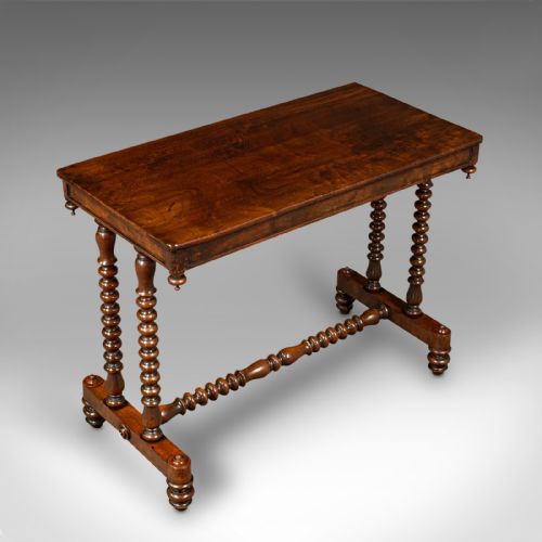 fig 5. Antique Stretcher Table, English, Side, Bobbin Turned, Gothic, Victorian, C.1850