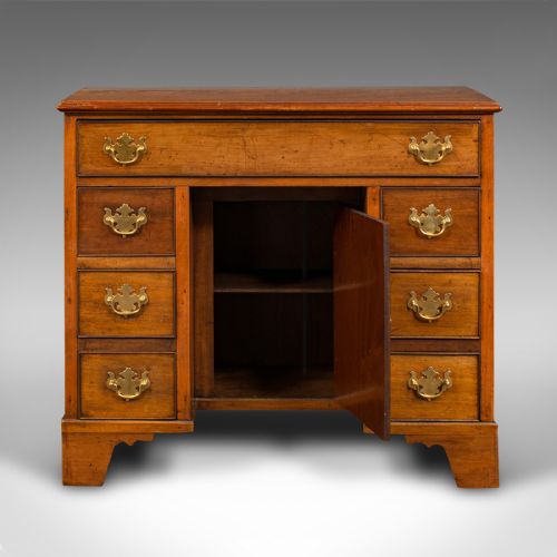 fig 4. Small Antique Kneehole Desk, English, Georgian Revival, Edwardian
