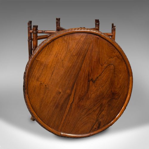 fig 1. Antique Carved Campaign Table, Anglo Indian, Folding, Colonial, Victorian, 1880