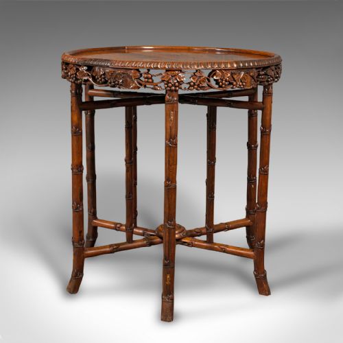 fig 2. Antique Carved Campaign Table, Anglo Indian, Folding, Colonial, Victorian, 1880
