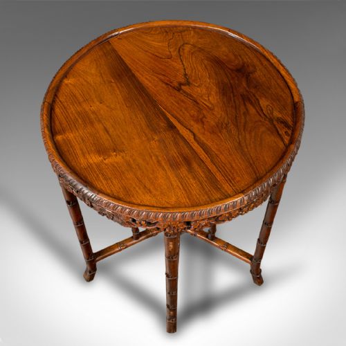 fig 4. Antique Carved Campaign Table, Anglo Indian, Folding, Colonial, Victorian, 1880