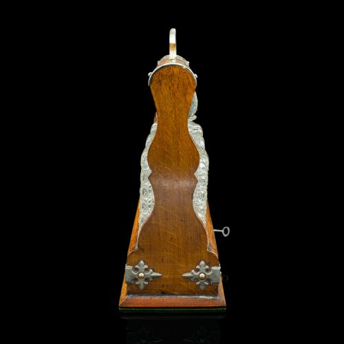 fig 4. Antique Locking Tantalus, English, Oak, Glass, Decanter Case, Edwardian, C.1910