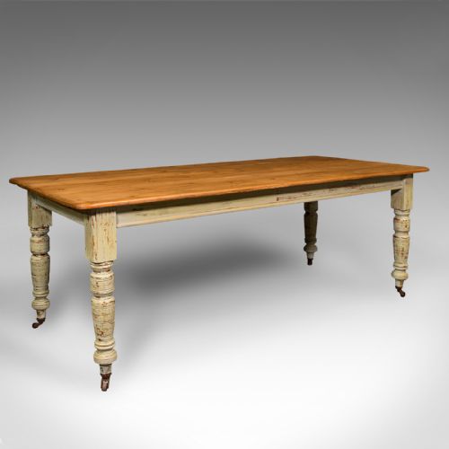 Antique Farmhouse Table, English, Pine, 6 Seat, Dining, Kitchen, Victorian, 1900