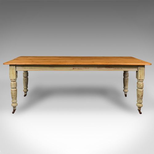 fig 1. Antique Farmhouse Table, English, Pine, 6 Seat, Dining, Kitchen, Victorian, 1900