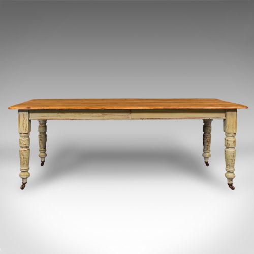 fig 4. Antique Farmhouse Table, English, Pine, 6 Seat, Dining, Kitchen, Victorian, 1900