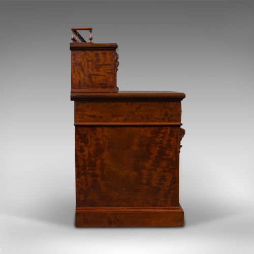 GRAND ANTIQUE EXECUTIVE DESK ENGLISH SATINWOOD 13 DRAWER OFFICE VICTORIAN - ADDITIONAL PHOTO 2