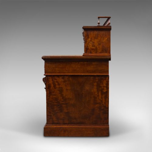 GRAND ANTIQUE EXECUTIVE DESK ENGLISH SATINWOOD 13 DRAWER OFFICE VICTORIAN - ADDITIONAL PHOTO 3