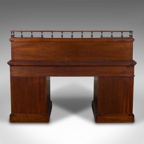 GRAND ANTIQUE EXECUTIVE DESK ENGLISH SATINWOOD 13 DRAWER OFFICE VICTORIAN - ADDITIONAL PHOTO 4