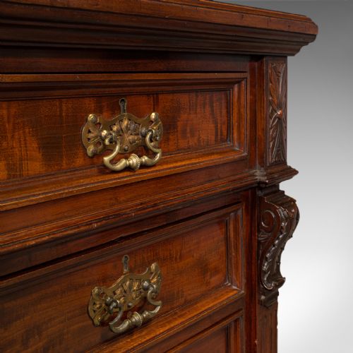GRAND ANTIQUE EXECUTIVE DESK ENGLISH SATINWOOD 13 DRAWER OFFICE VICTORIAN - ADDITIONAL PHOTO 10
