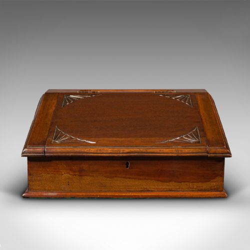 fig 2. Antique Hotel Reception Correspondence Box, English, Writing Slope, Edwardian